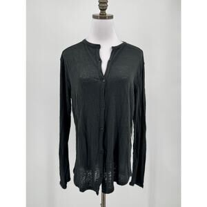Beau Souci Womens Pirate Black Linen Long Sleeve Button Up Top Sz M NEW
